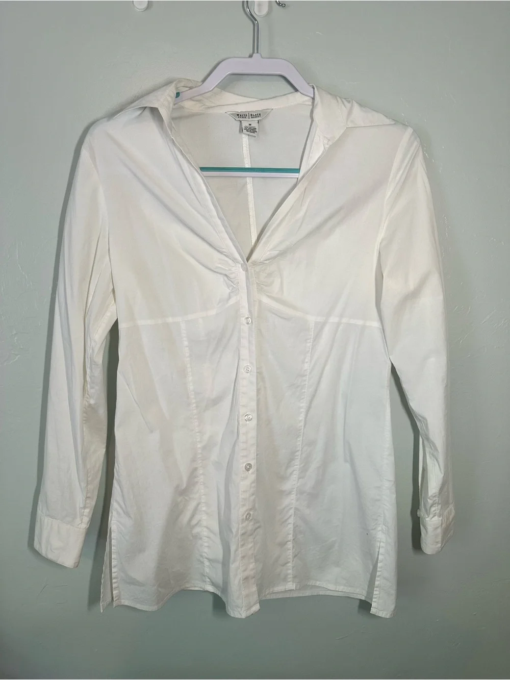White Long Button Down Shirt